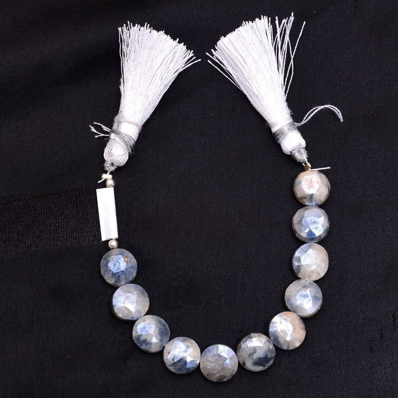 Silverite Faceted Coin 4 inch Bead Strand 8.5-9mm & 34 Cts Natural Semi Precious Gemstone Birthstone Women Jewelry Making Necklace Chakra