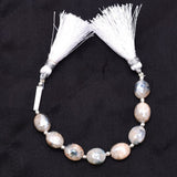 Silverite Faceted Oval 4 inch Bead Strand 7.5X9.5-7.5X10mm & 27 Cts Natural Semi Precious Gemstone Birthstone Women Jewelry Making Crafts