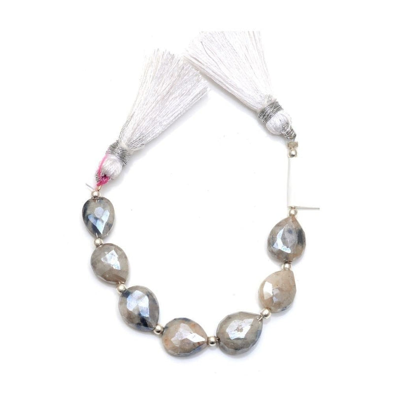 AAA Silverite Pear Beads | Faceted Gemstone Strand, 4 Inch
