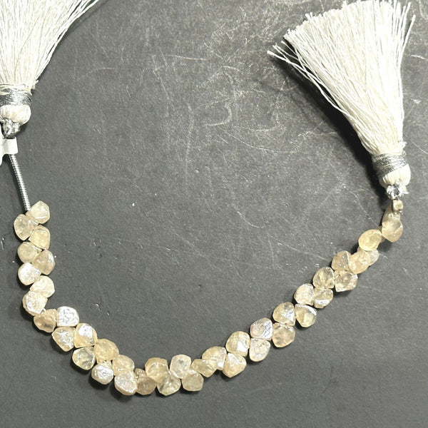 White Zircon Faceted Heart 4 inch Bead Strand 4-4.5mm & 19 Cts Natural Semi Precious Gemstone Birthstone Women Jewelry Making Necklace DIY