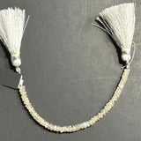 White Zircon Faceted Rondelle 4 inch Bead Strand 3.5-4mm & 20 Cts Natural Semi Precious Gemstone Birthstone Women Jewelry Making Necklace