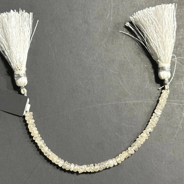 White Zircon Faceted Rondelle 4 inch Bead Strand 3.5-4mm & 20 Cts Natural Semi Precious Gemstone Birthstone Women Jewelry Making Necklace