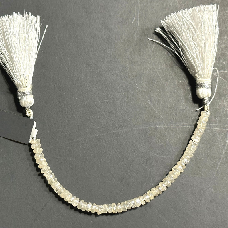 White Zircon Faceted Rondelle 4 inch Bead Strand 3.5-4mm & 20 Cts Natural Semi Precious Gemstone Birthstone Women Jewelry Making Necklace