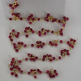 ruby semi-precious gemstone beads 24k gold plated over silver rosary chain for a necklace, earrings, anklet, and bracelet making.