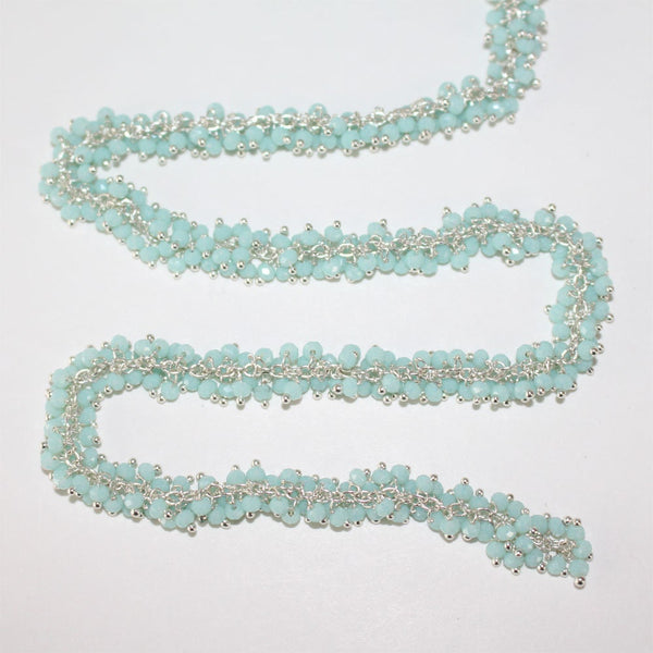 amazonite semi-precious gemstone beads 24k gold plated over silver rosary chain for a necklace, earrings, anklet, and bracelet making.