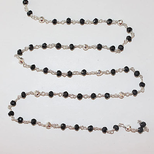 black pyrite semi-precious gemstone beads 24k gold plated over silver rosary chain for a necklace, earrings, anklet, and bracelet making.