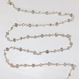 labradorite & pyrite semi-precious gemstone beads 24k gold plated over silver rosary chain for a necklace, earrings, anklet, and bracelet making.