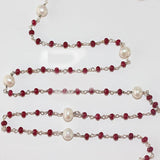 ruby jade & freshwater pearl semi-precious gemstone beads 24k gold plated over silver rosary chain for a necklace, earrings, anklet, and bracelet making.