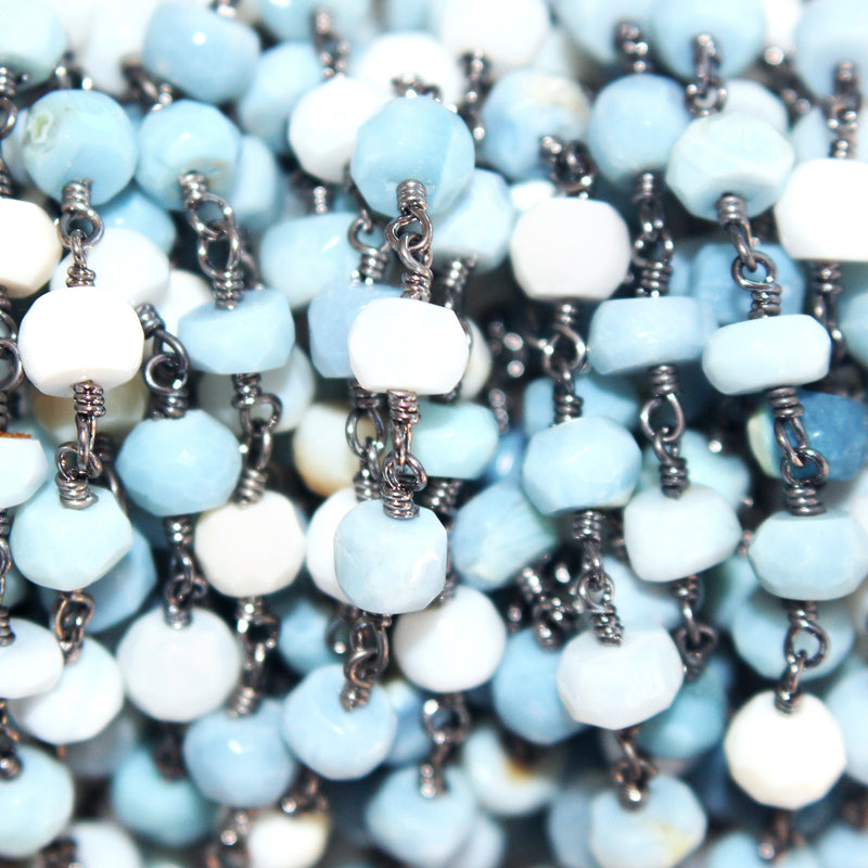 blue white gemstone bead chain 24k gold plated over silver, women jewelry making necklaces, earrings, and bracelets bead chain.