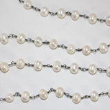 freshwater pearl semi-precious gemstone beads 24k gold plated over silver rosary chain for a necklace, earrings, anklet, and bracelet making.