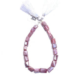 Pink Moonstone Faceted Tumble 4 inch Bead Strand 6X8-8X10mm & 49 Cts Natural Semi Precious Gemstone Birthstone Women Jewelry Making Crafts
