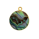 Abalone Shell Stone Necklace for Jewelry Making - 10mm 12mm 15mm 18mm Coin/Round Bezel Charms Pendants 24K Gold Electroplated Chakra DIY