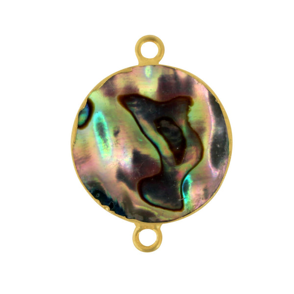 Abalone Shell Stone Necklace for Jewelry Making - 10mm 12mm 15mm 18mm Coin/Round Bezel Charms Pendants 24K Gold Electroplated Chakra DIY