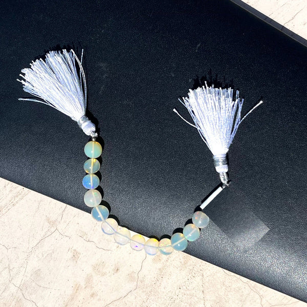 Natural Ethiopian Welo Opal Beads – AAA White Fire Opal, 3-4mm Round, 14-15 Inch Strand | October Birthstone