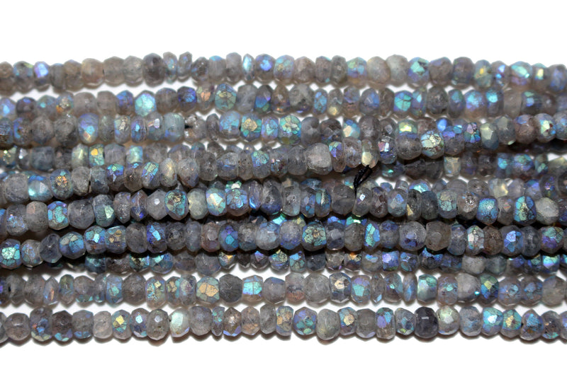 Labradorite AB Coated Rondelle Gemstone Beads
