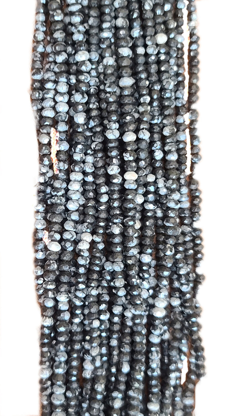 Snowflake Obsidian Rondelle Gemstone Beads