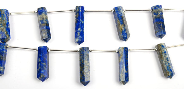 Natural Lapis Lazuli Faceted Pencil Beads – AAA Blue Gemstone, 8 Inch Strand | Jewelry Making