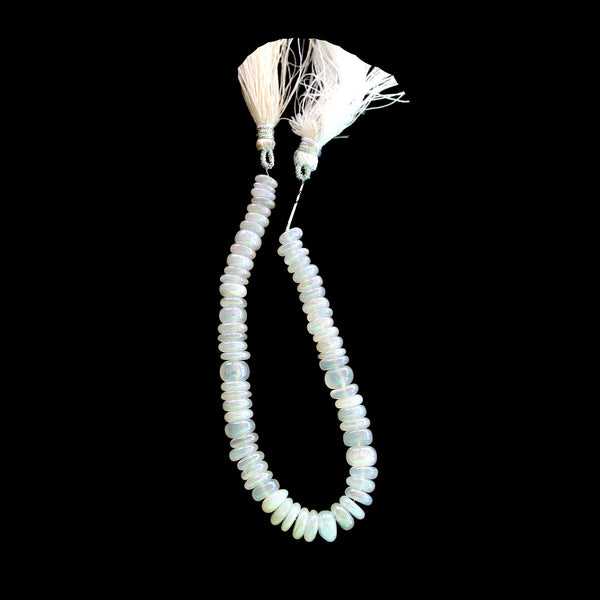 Pearl Chalcedony Smooth Wheel 8 inch Bead Strand Natural Semi Precious Gemstone Birthstone DIY Women Jewelry Making Necklace Earrings Craft