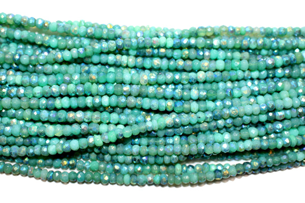 Chrysoprase AB Coated Rondelle Gemstone Beads