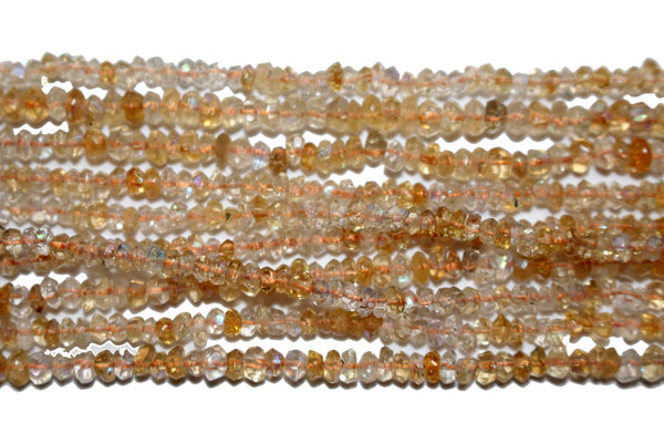 Golden Rutile Rondelle Gemstone Beads