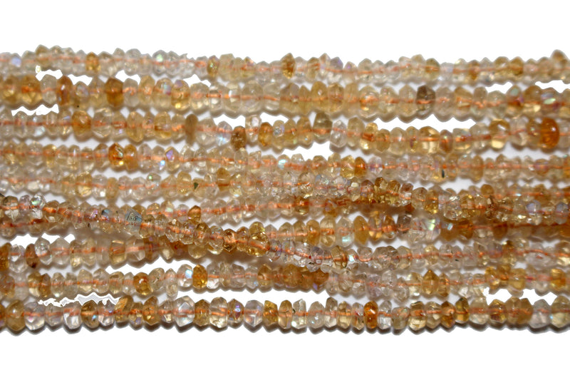 Golden Rutile Rondelle Gemstone Beads