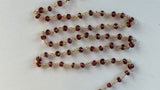 Handmade Rhodolite Garnet Rosary Chain, 24K Gold Plated, Jewelry Making