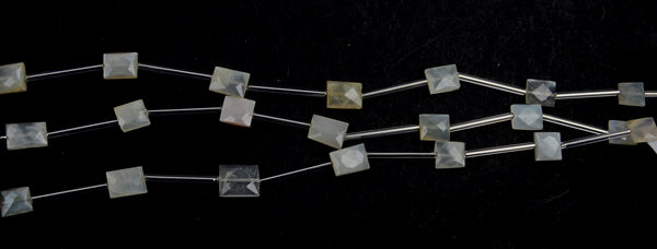 White Moonstone Faceted Rectangle 8 inch Bead Strand Natural Semi Precious Gemstone Birthstone DIY Women Jewelry Making Necklace Earrings
