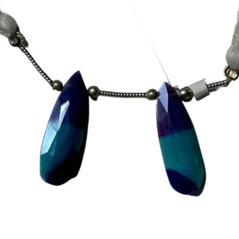 Bio Blue Turquoise Moonstone Coated Pear Faceted Natural Semi Precious Gemstone Bead 8X21mm & 16 Carat Diy Women Jewelry Making Earring