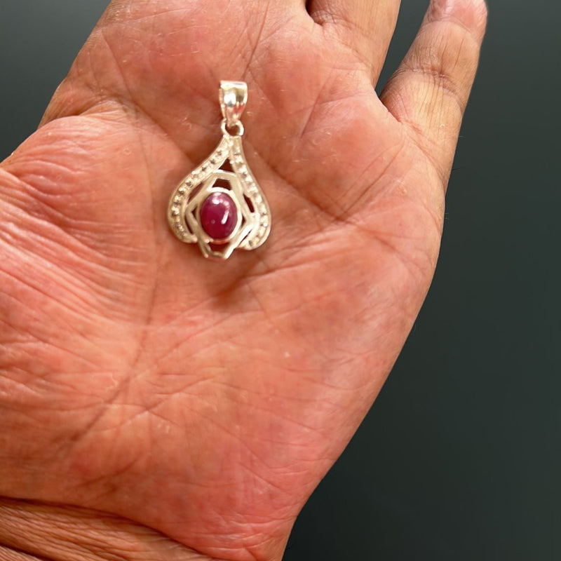 Natural Ruby Sterling Silver Pendant