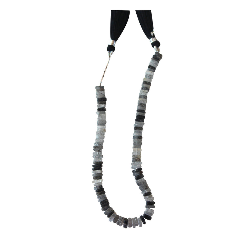 Black Rutilated Quartz Smooth Square 8 inch Bead Strand Natural Semi Precious Gemstone Birthstone DIY Women Jewelry Making Necklace Earrings
