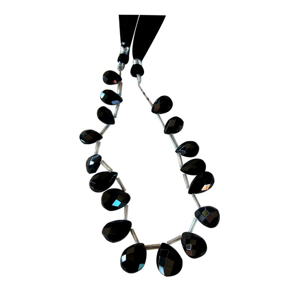 Black Spinel Pear Faceted Bead Strand, DIY Jewelry Making