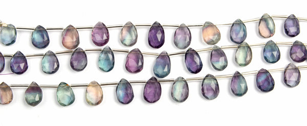 Purple Fluorite Faceted Pear 8 inch Bead Strand Natural Semi Precious Gemstone Birthstone DIY Women Jewelry Making Necklace Earrings Craft