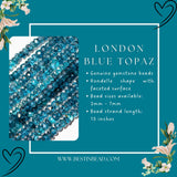 London Blue Topaz Rondelle Shaped Natural Semi Precious Gemstone Beads