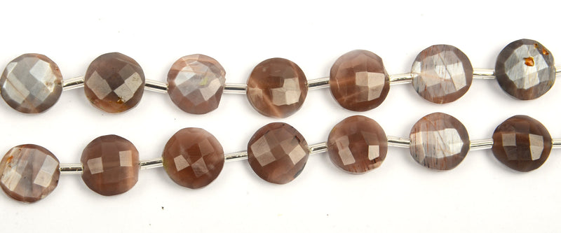 Chocolate Moonstone Puffy Coin Strand