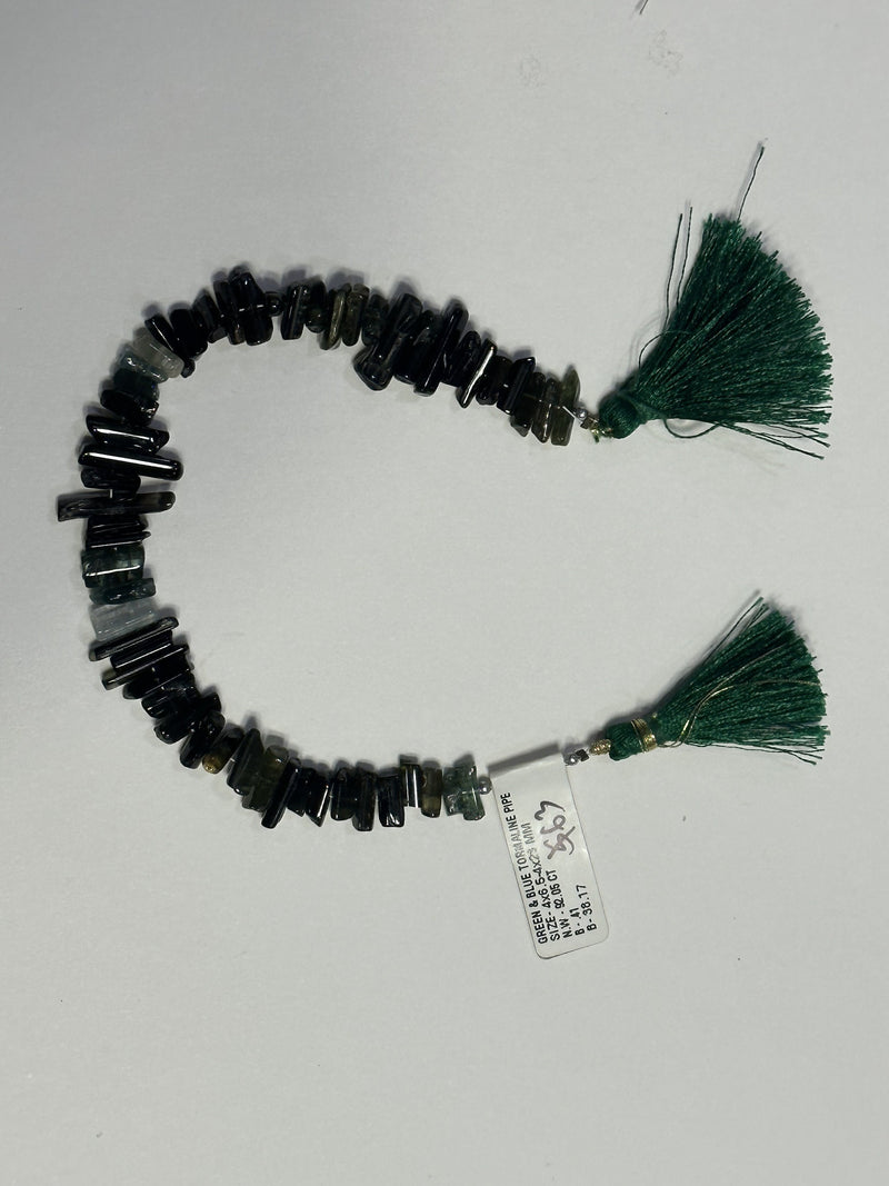 Green & Blue Tourmaline Faceted Tube 8 inch Bead Strand Natural Semi Precious Gemstone Birthstone DIY Women Jewelry Making Necklace Earrings
