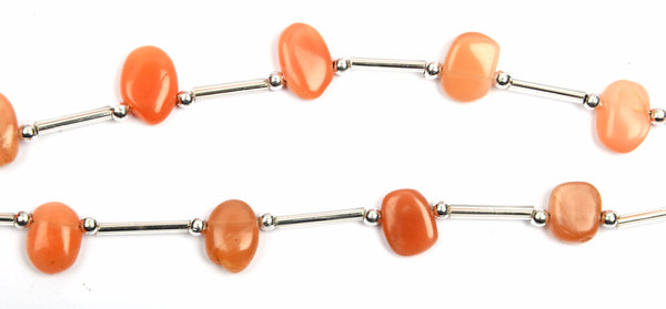 Natural Peach Moonstone Smooth Oval Beads – 38ct Strand, 9x8-13x8mm | June Birthstone Gemstone