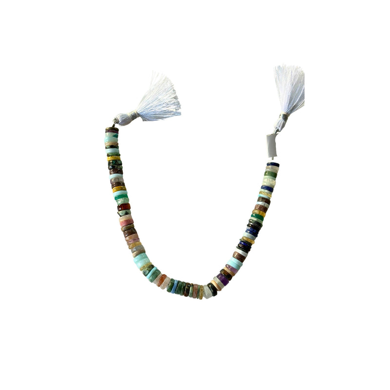 Multi Stone Smooth Wheel 8 inch Bead Strand Natural Semi Precious Gemstone Birthstone DIY Women Jewelry Making Necklace Earrings Craft