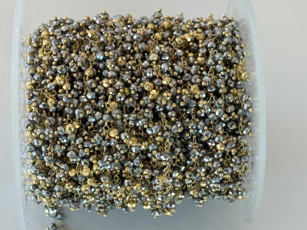 Pyrite Shaded Beaded Handmade Rosary Chain 24K gold plated over silver Women Jewelry Making Necklace Chain Anklet Bracelet Wholesale Price