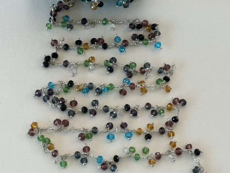 Multi Color Beaded Handmade Rosary Chain silver Women Jewelry Making Necklace Chain DIY Chakra Anklet Bracelet Wholesale Price