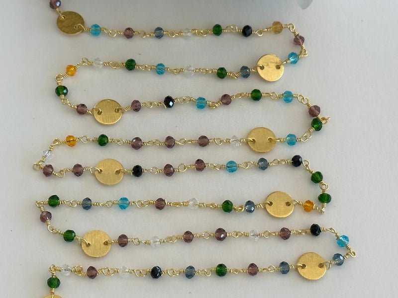 Multi Color Beaded Handmade Rosary Chain 24K gold plated over silver Women Jewelry Making Necklace Chain DIY Anklet Bracelet Wholesale Price