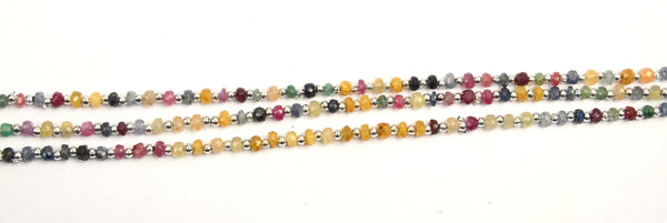 Multi Sapphire Faceted Rondelle 8 inch Bead Strand Natural Semi Precious Gemstone Birthstone DIY Women Jewelry Making Necklace Earring Craft