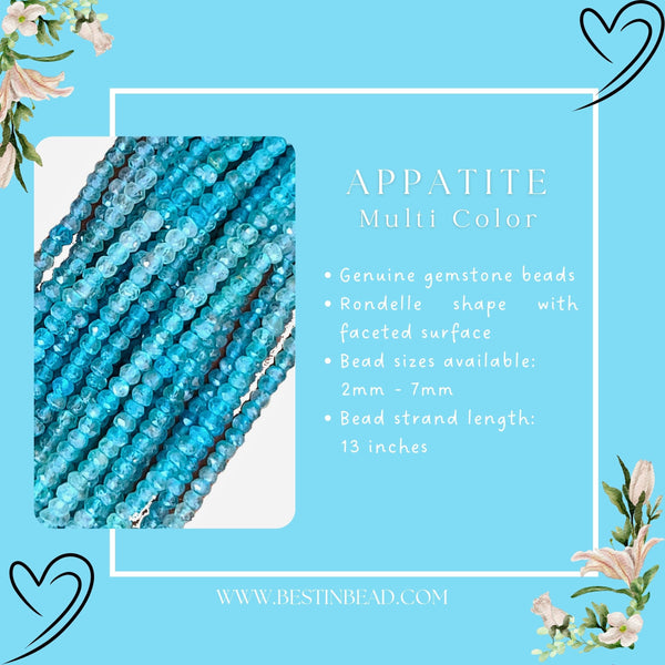 Multi-Color Apatite Rondelle Gemstone Beads