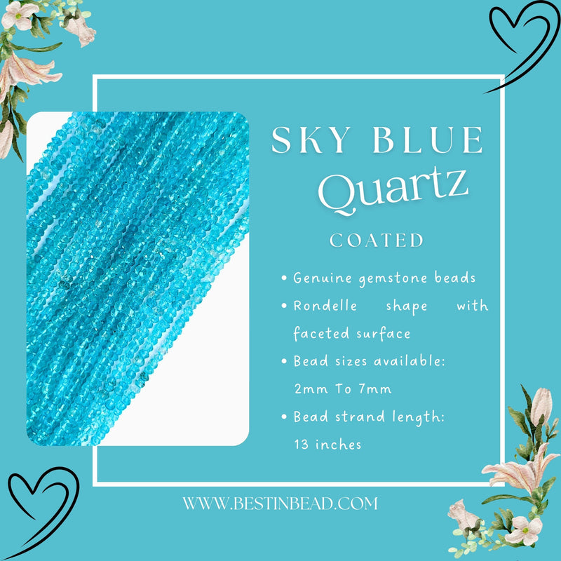 Sky Blue Quartz Gemstone Bead Strand