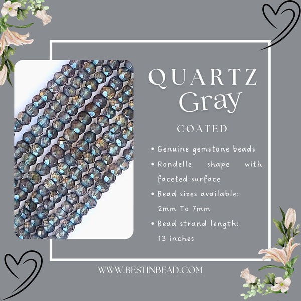 Gray Quartz Gemstone Bead Strand