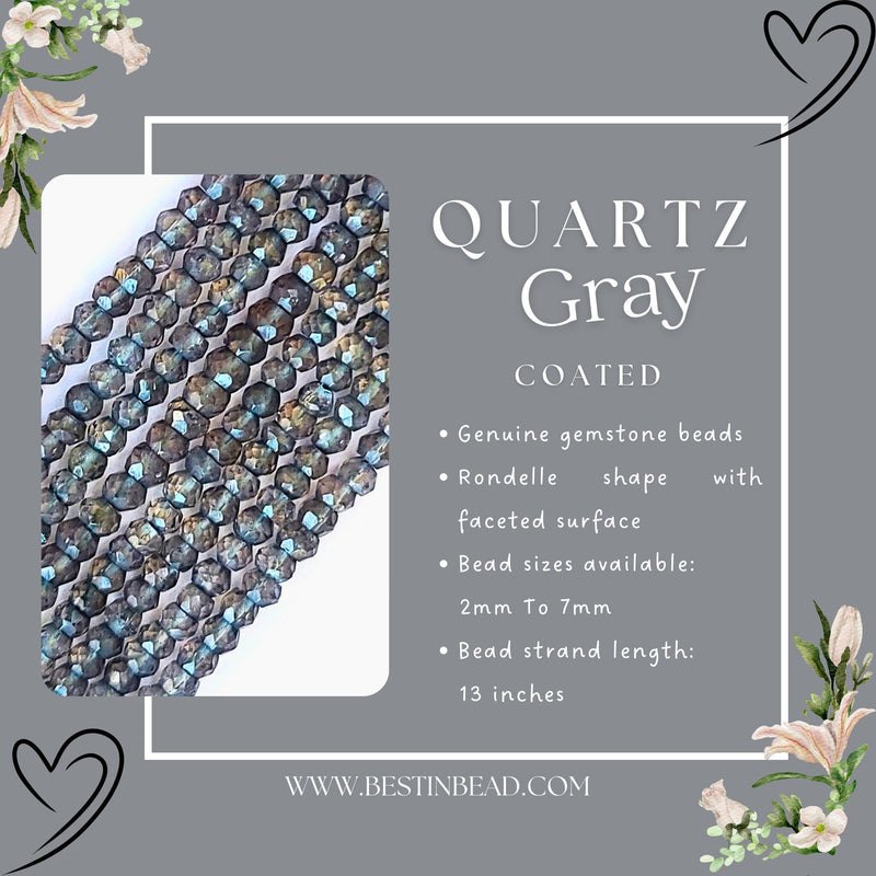 Gray Quartz Gemstone Bead Strand
