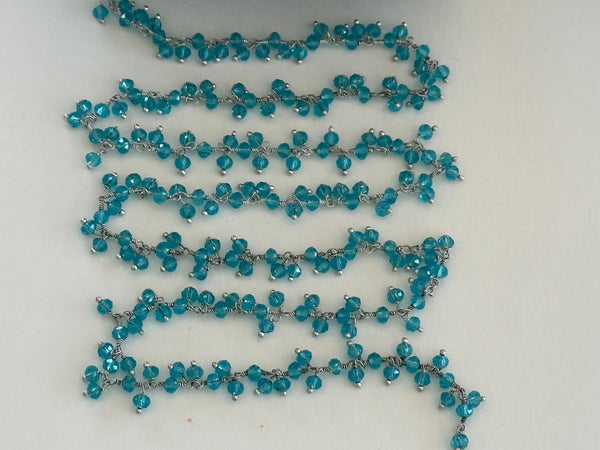 Blue Topaz Beaded Handmade Rosary Chain silver Women Jewelry Making Necklace Chain DIY Chakra Anklet Bracelet Wholesale Price