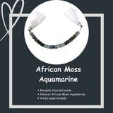 African Moss Aquamarine Natural Rondelle Bead Strand