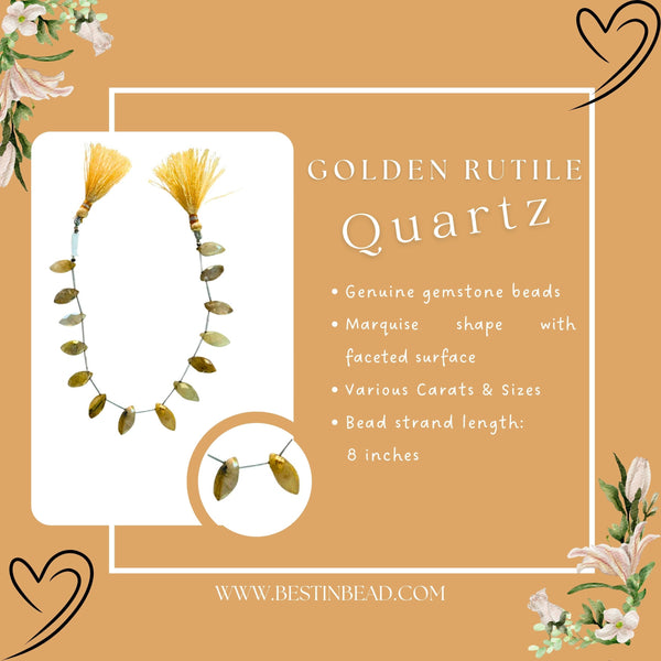 Golden Rutilated Quartz Marquise Beads
