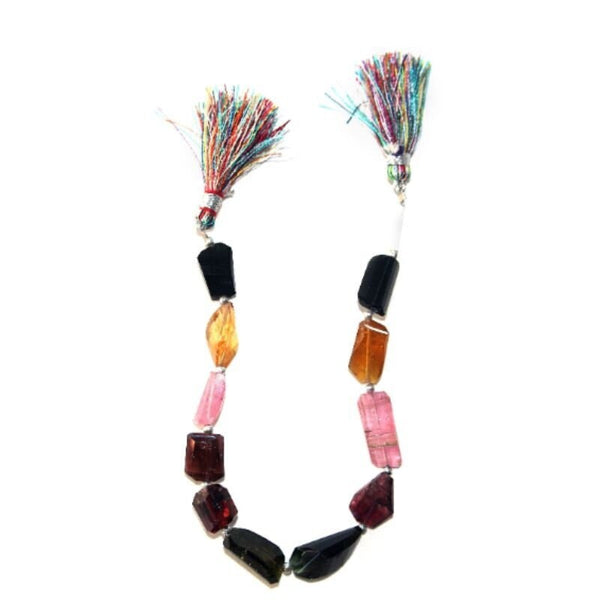 Multi Tourmaline Faceted Tumble Strand - Natural Semi-Precious Gemstone - 51, 56, 60, 64, 90, 97, 101, 108 Carats - Various Sizes