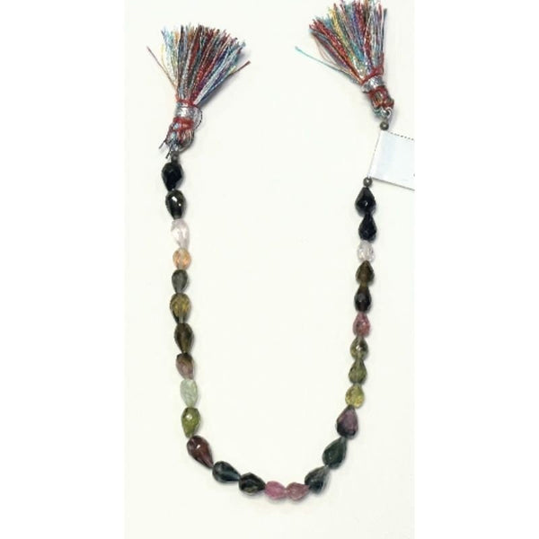 Multi Tourmaline Faceted Teardrop Strand - Natural Semi-Precious Gemstone - 18, 19, 25, 28, 31, 35, 40, 46, 50 Carats - Various Sizes